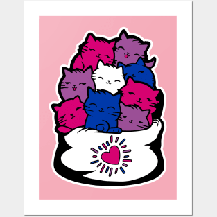 Bisexual Flag Pride Cats - Bi sexual Cats Posters and Art